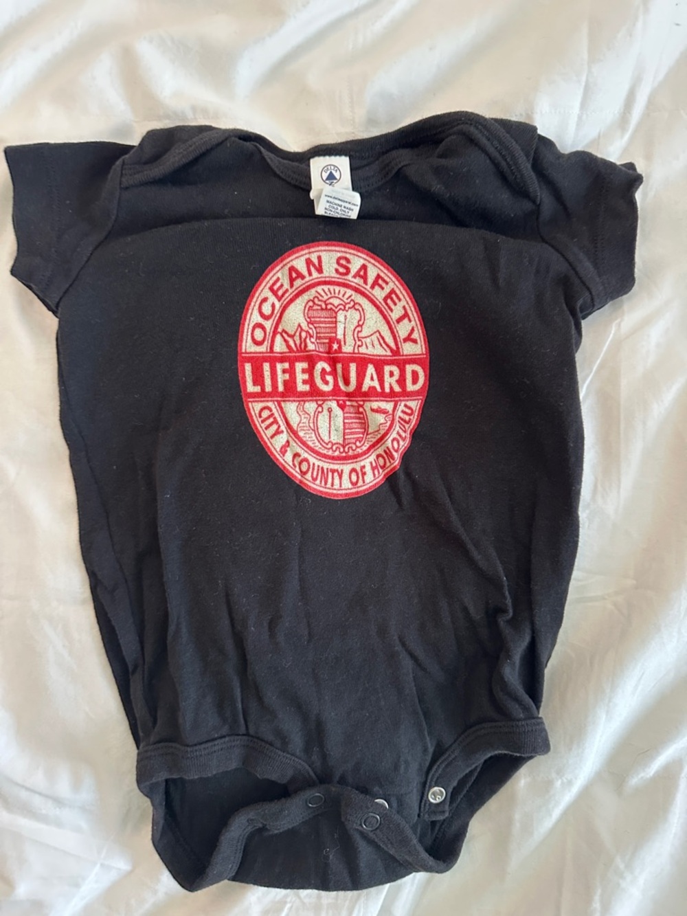 Ocean Safety Lifeguard Black Baby Onesie
